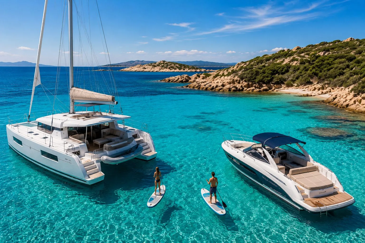Barche in una cala dalle acque turchesi